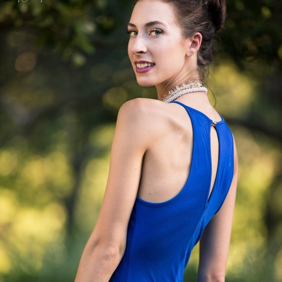 Keyhole Racerback Asymmetrical Dress - blue - S - Picture 1 of 9